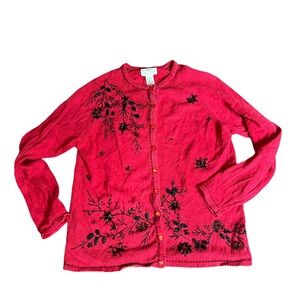 Vintage Embroidered Christmas Cardigan by Stitches in Time